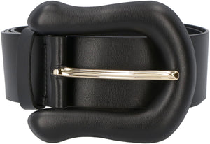 Leather belt with metal buckle-1